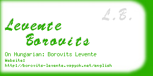 levente borovits business card